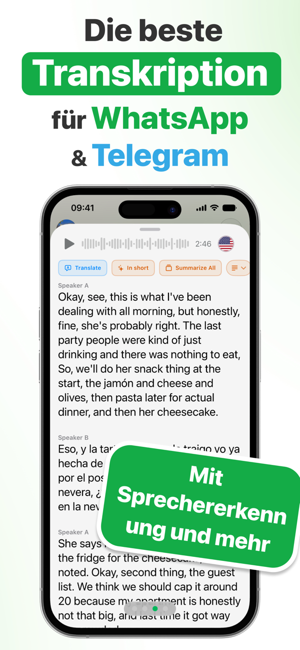 Die beste Transkription für WhatsApp und Telegram: Matt transkribiert Sprachnachrichten und erkennt, wer spricht