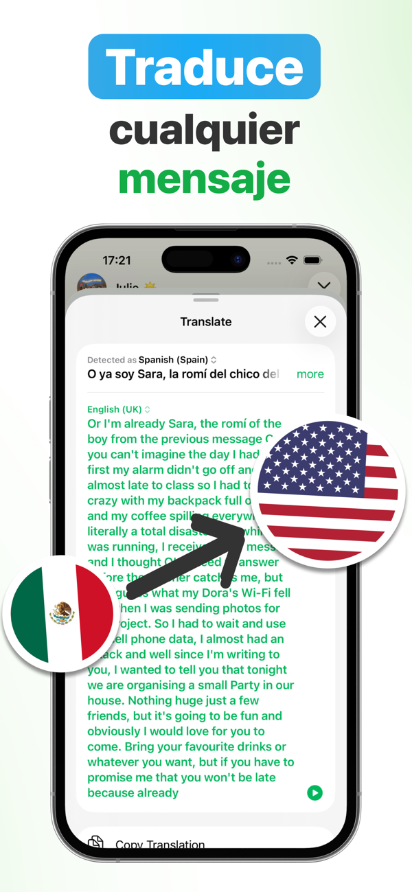 Nota de voz de WhatsApp traducida al español en tiempo real