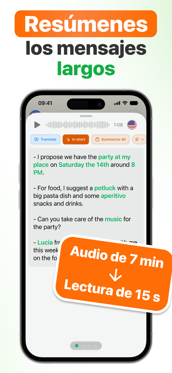 Resumen con IA de un audio largo: 7 minutos de audio en una lectura de 15 segundos