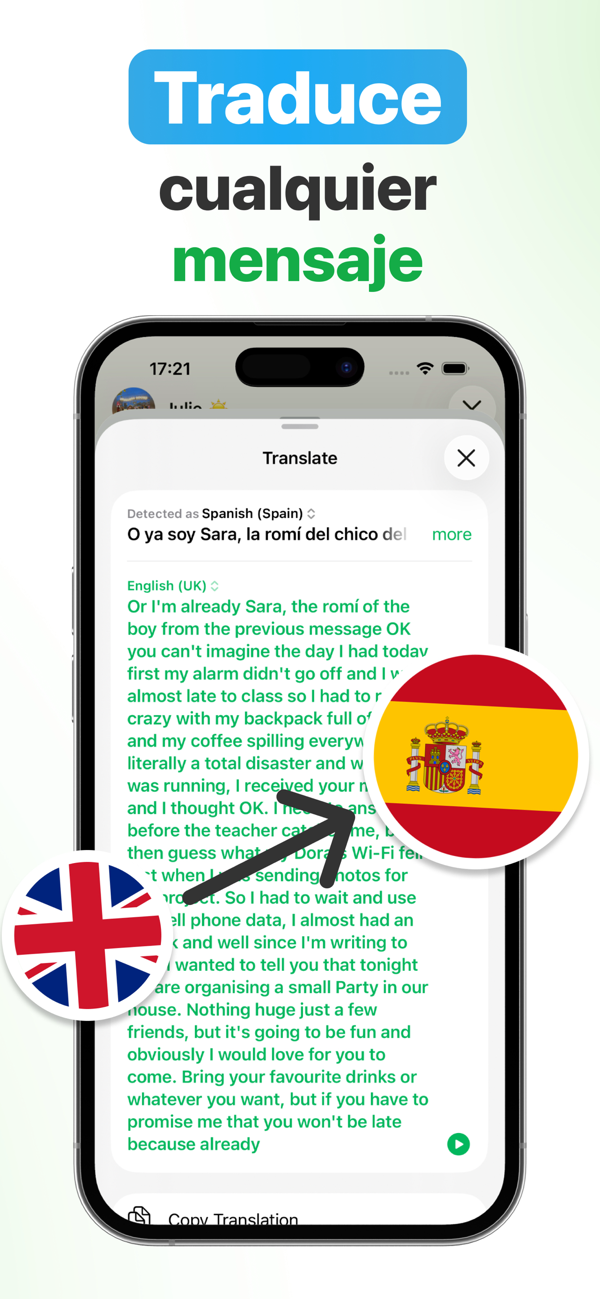 Audio de WhatsApp traducido al español en tiempo real