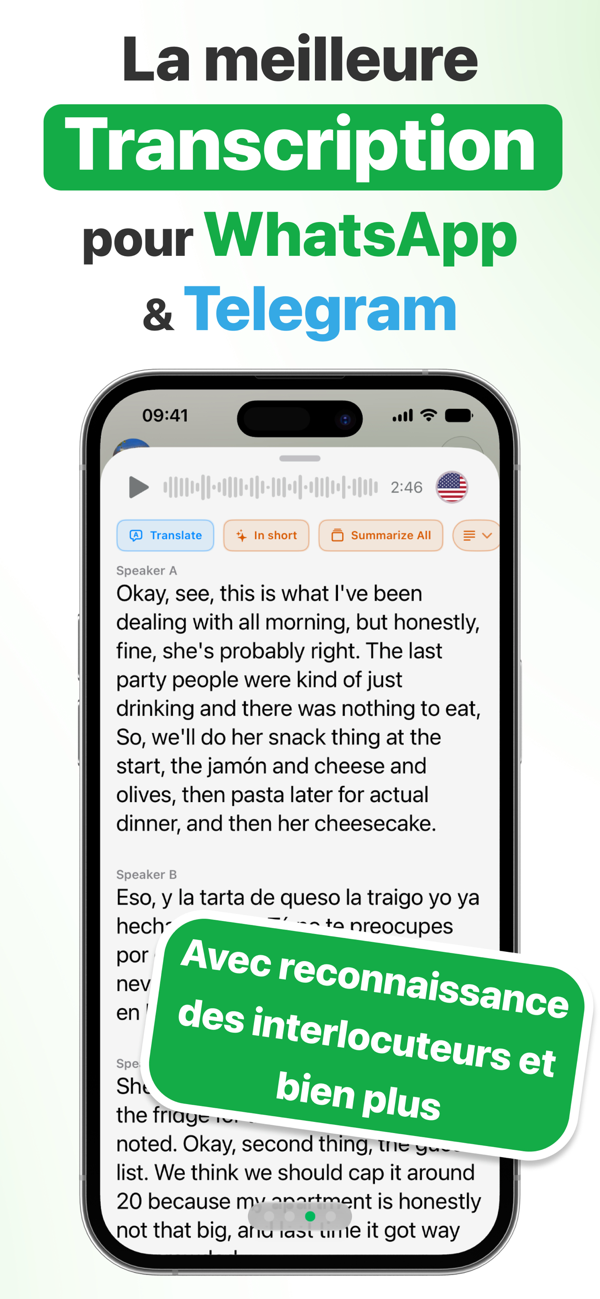 La meilleure transcription pour WhatsApp et Telegram : Matt transcrit les vocaux et reconnaît qui parle