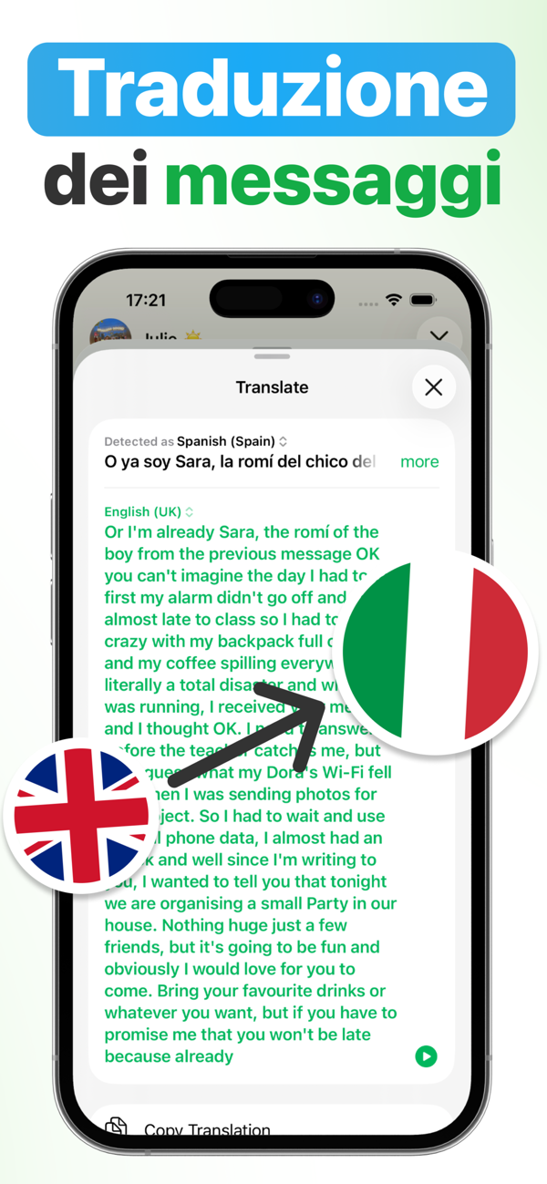 Traduzione di un messaggio vocale WhatsApp dallo spagnolo